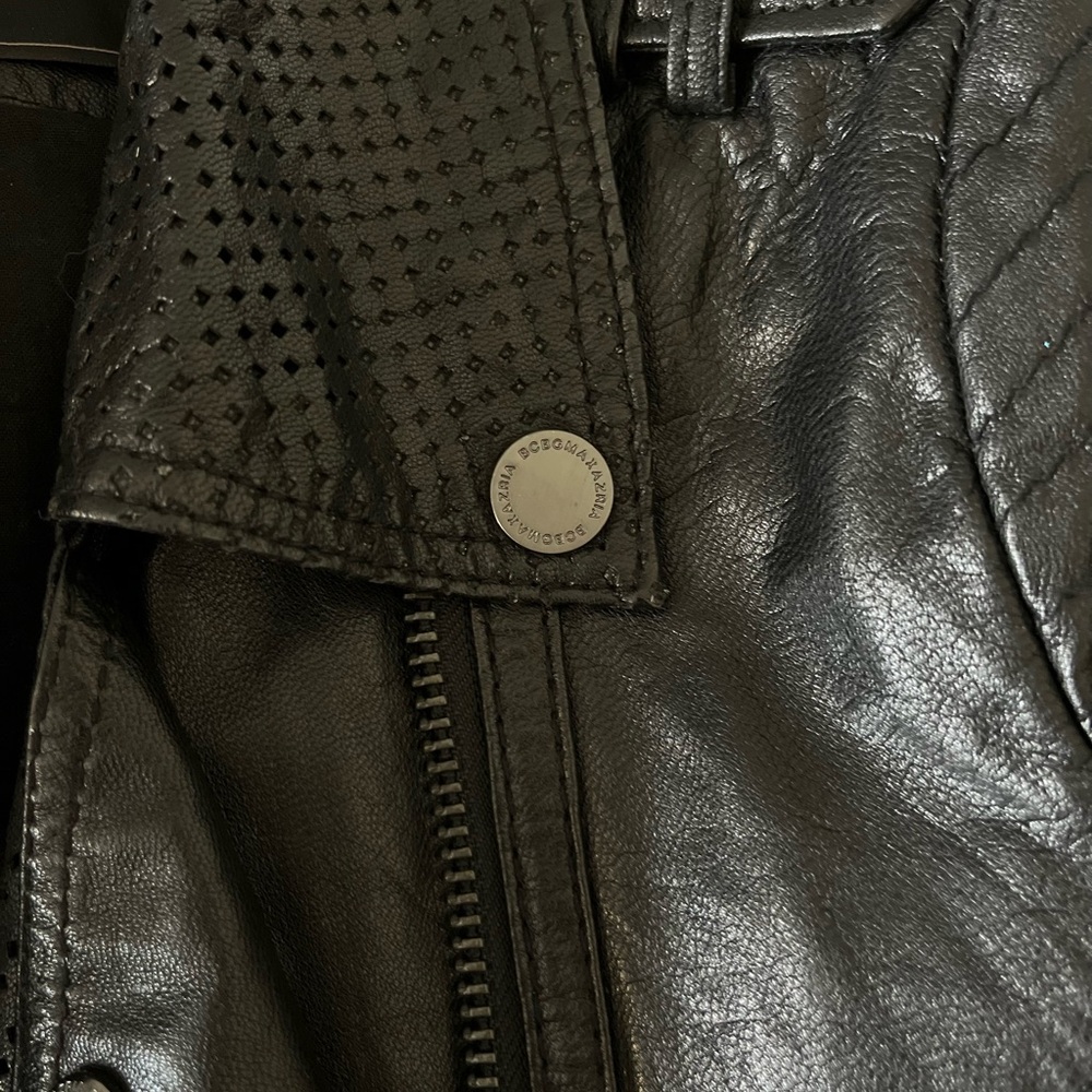 BGBC Black Belted Leather Motorcycle Woman Jacket XS - Picture 11 of 13
